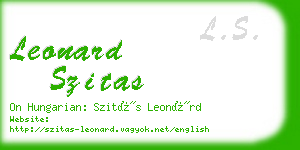 leonard szitas business card